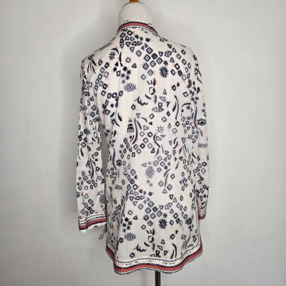 Tory Burch Evil Eye Printed Tunic Embellished Lightweight Symbols Women 4 - Picture 3 of 12